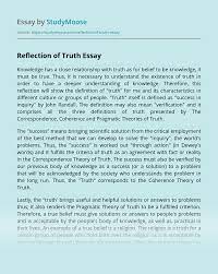 Reflection paper requires a combination of professionalism and critical thinking. Reflection Of Truth Free Essay Example