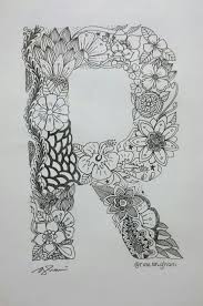 Foto ucapan (misal happy bday) My Drawing 23 Doodle Art Flower Letter R Steemit