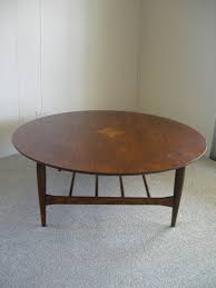 Basset Artisan Mid Century Round Coffee Table With Stretcher Base And Center Insert Coffee Table Round Coffee Table Mid Century Table