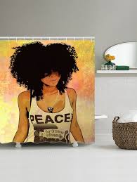 Shower Curtain With Hip Hop Afro Hair Girl Print Girls Shower Curtain Afro Hair Girl Afro Hairstyles