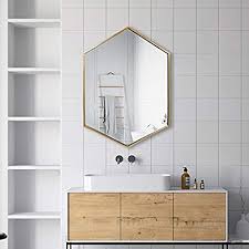 Complete with led backlighting and an. Amazon Com Tmgy Gold Hexagon Mirror Wall Mounted 27 5 X19 6 Large Gold Mirrors For Wall Decor Ornate Mirror Modern Vanity Mirror For Living Room Bathroom Bedroom Big Metal Frame Wall Mirror Antique Mirror Home Kitchen