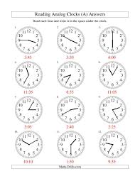 The Reading Time On An Analog Clock In 5 Minute Intervals A Math Worksheet Page 2 Clock Analog Clock Clock Worksheets