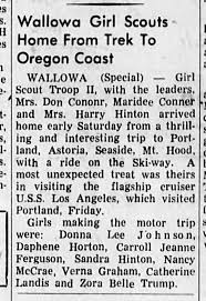 La Grande Observer Aug 12, 1952, Tue. p3 Zella Conner girl scouts