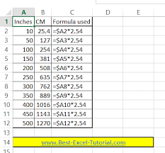 Best Excel Tutorial - Cm to inches and inches to cm converter