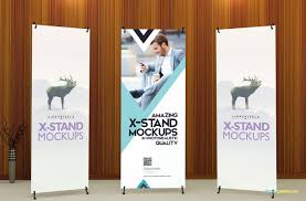 X Banner Roll Up Banner Mockups Vol 1 On Behance Standing Banner Design Rollup Banner Company Brochure Design
