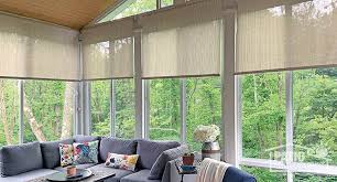 For a more modern look, try roller shades or sheer shades. Sunroom Furniture Shade Pictures Ideas Designs Patio Enclosures