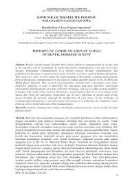 Siang, mahasiswi perawat reina dan perawat init. Pdf Therapeutic Communication Of Nurses To Mental Disorder Patient