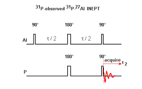 The product operator descriptions of inept and reverse inept (rinept) nmr experiments are introduced for weakly coupled isn (i=1/2, s=3/2 with n=1,2,3) spin systems. Inept Sequences Involving Half Integer Quadrupole Spins
