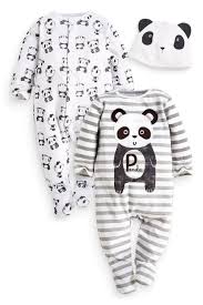 Buy Two Pack Panda Sleepsuits And Hat Set 0 2yrs From The Next Uk Online Shop Baby Girls Sleepsuits Baby Kids Clothes Baby Boy Outfits