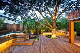 Garden Design Wood Terrace Tree Lighting Glass Landscape Design Garden Glass Land Modern Backyard Landscaping Modern Backyard Backyard Landscaping Designs