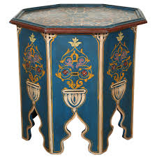 Moroccan Blue Side Table With Moorish Design Moorish Design Blue Side Table Painted Coffee Tables