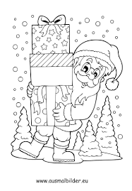 Ausmalbild Weihnachtsmann Im Schnee Mit Geschenken Kostenlos Ausdrucken