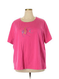 details about quacker factory women pink short sleeve t shirt 3x plus