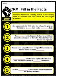 Civil Rights Movement Facts Worksheets For Kids Teaching