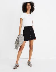 Black A Line Mini Skirt Stretch Denim A Line Mini Skirt In Black Frost Patch Pocket Edition In 2020 A Line Mini Skirt Mini Skirts Womens Skirt