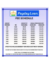 Payday Money Centers Fee Chart Payday Money Centers