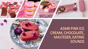 🍦🍨 Enjoy Relaxing ASMR Eating Sounds of Pink Ice Cream, Magnum, Chocolate  and Frozen Fruits!
