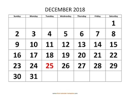 December 2018 calendar pdf printable template. December 2018 Free Calendar Tempplate Free Calendar Template Com