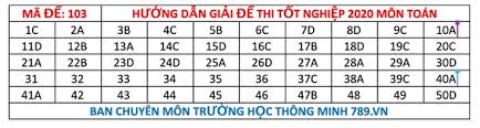 Tuyển tập chuyên đề bất đẳng thức thi chuyên toán. Ä'ap An Ä'á» Thi Mon Toan Ká»³ Thi Tá»'t Nghiá»‡p Thpt 2020 Ma Ä'á» 103