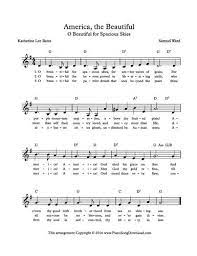 America The Beautiful Free Lead Sheet With Lyrics Tlc Music Easy Piano Sheet Music Lyrics And Chords