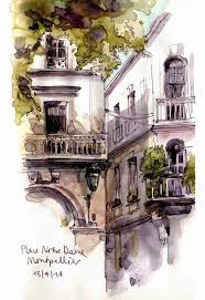 Urban Sketchers Castres Montpellier Watercolor Architecture Urban Sketchers Urban Sketching