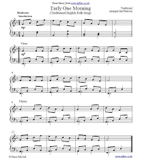 Early One Morning Traditional English Folk Song Piano Arrangement By Jim Paterson Online Sheet Music Sheet Music Online Sheet Music Folk Music