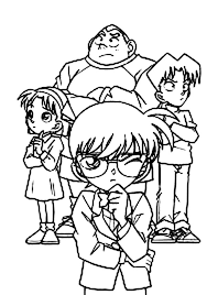 Group Of Kid Detective Lead By Detective Conan Coloring Page Coloring Sun Kid Detectives Cartoon Coloring Pages Coloring Pages