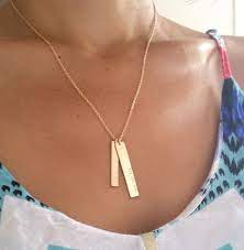 Custom Order For Nicole Double Nameplate Necklace Gold Etsy In 2021 Nameplate Necklace Gold Gold Bar Necklace Personalized Gold Bar Necklace