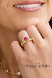 T.w.) ring in 14k yellow gold (also available in emerald) black friday special $1,000.00 sale $350.00. 18k Yellow Gold Ruby And Diamond Ring Kaufmann De Suisse Diamond Jewelery Palm Beach Fl