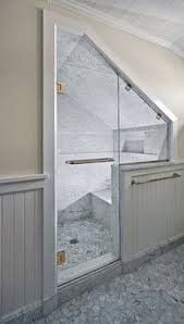 Awesome Idea Its A A Little Hotbox Just Have To Worry About Moisture Bathroom Under Stairs Attic Shower Sloped Ceiling Bathroom