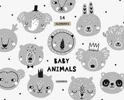 Animal antique collage insect vintage decoupage background old scrapbook drawing animals cute butterfly wings. Baby Animal Faces Scandinavian Animal Clipart Baby Elephant Svg Vector Cat Svg Lion Svg Cute Animals Svg Commercial U Baby Clip Art Animal Clipart Baby Animals