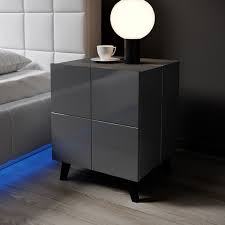 Clean modern lines, with inset handles. Bmf Reja Bedside Tables 2pcs 46cm Wide Drawer Legs Or Plinth Grey High Gloss