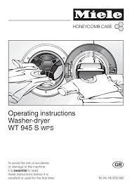Connection to the water supply 100 reaching it. Operating Instructions Washer Dryer Wt 945 S Wps Miele