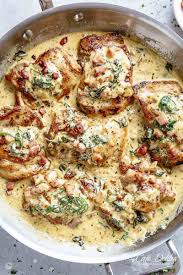 Creamy Dijon Chicken Thighs With Bacon And Spinach Recipe Chicken Thights Recipes Easy Chicken Recipes Dijon Chicken