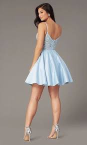 Short A Line Pale Blue Hoco Dress By Promgirl Light Blue Homecoming Dresses Tulle Homecoming Dress Dresses