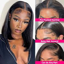 ALEXA Bob Lace Front Wigs Human Hair 180% Density Straight 13X4 Short Bob  Human Hair Wig for Black Women Pre Plucked Bob Wigs with Baby Hair Natural  Color 12 Inch: Buy Online