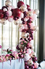 Purple Black And Gold Balloon Arch Gorgeous Balloon Arch In Pink Gold And Burgundy Wedding Balloons Party Balloons Balloon Decorations