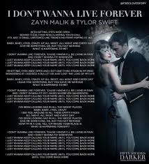 Taylor swift und zayn malik haben mit ihrem gemeinsamen song für den 50 shades of grey soundtrack und dem in dieser woche erschienenen . I Don T Want To Live Forever By Taylor Swift And Zayn Malik Fifty Shades Of Grey And More
