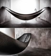 Vessel Bathtub Is Made Entirely From Carbon Fiber Can Be Suspended In Mid Air Like A Hammock Bathtub Hammock Hammock Bathtub