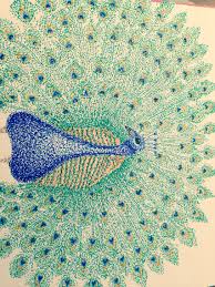 Peacock Pointillism Art Painting Tutorial Abstract Pointalism Art Pointillism