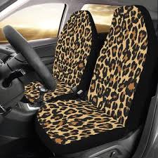Leopard Car Seat Covers 2 Pc Animal Print Cheetah Pattern Front Seat Covers Car Suv Seat Protector Accessory Decoration In 2020 Car Seats Car Seat Cover Sets Carseat Cover