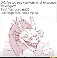 Dm Are You Sure You Want To Roll To Seduce The Dragon Bard Yes I Got A Nat20 Dm Alright Well He S A Top So Ifunny Dungeons And Dragons