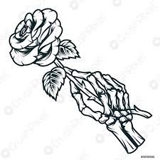 Esqueleto Mano Sostener Rosa Flor Vector De Stock Crushpixel