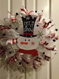 Snowman Wreath Deco Mesh Christmas Wreaths Christmas Wreaths Diy Easy Christmas Wreaths Diy