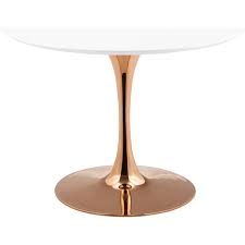 Modway Eei 3237 Ros Whi Lippa 40 Round Dining Table White Rose Metal Round Dining Table Dining Table Copper Lippa Dining Table