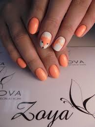 Orange water marble nail design with a thanksginig turkey. 5 Bright And Cute Nails Art Designs For 2021 Summer Lastminutestylist
