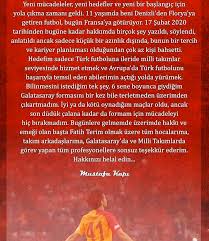 Mustafa Kapi S Farewell Message Galatasaray