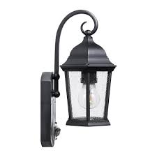 Maximus Coach Smart Security Textured Black Metal And Glass Outdoor Wall Lantern Sconce Spl11 07a1w4 Bkt K1 The Home Depot