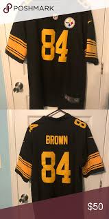 Black And Yellow Jersey Shirt Antonio Brown Color Rush Nike Xxl Jersey Color Rush Brown Color Black Nikes