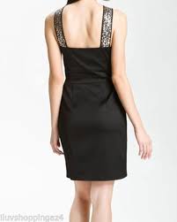Donna Ricco Black Sequin Strap Satin Short Cocktail Dress Size 8 M 50 Off Retail